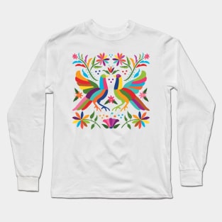 Mexican Otomí Love Birds / Colorful & happy art by Akbaly Long Sleeve T-Shirt